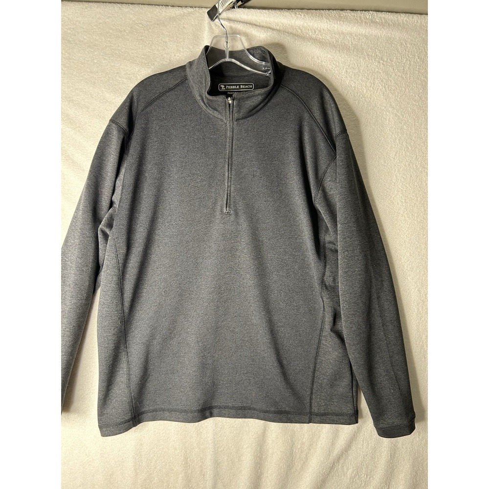 Pebble Beach Performance Mens Quarter Zip Pullover Long Sleeve Gray  Medium Golf